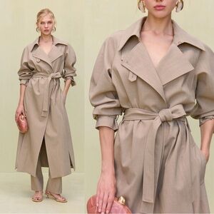 Cult Gaia • Brigita Coat beige tan wool full length trench classic minimalist